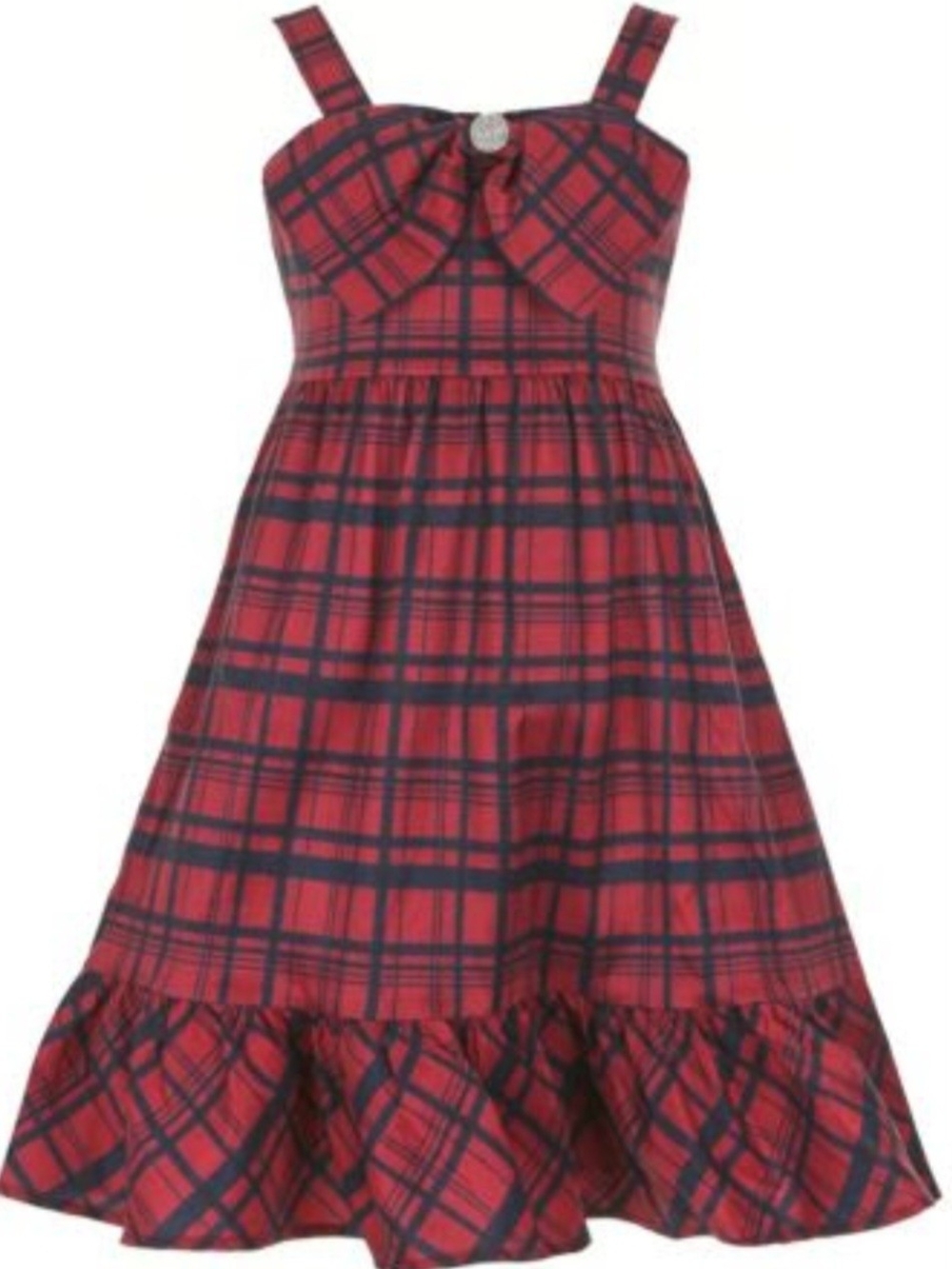 Allison & Kelly Girls Red Plaid Bow Dress Size 8